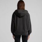 Person wearing a black hoodie, shown from the back against a plain background.