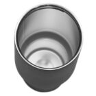 Top view of an empty stainless steel tumbler with a matte exterior. The interior is shiny and smooth, showcasing a simple, modern design.