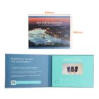 An open brochure highlights a European river cruise. The top image shows a scenic river at sunset with Set Sail in Luxury on a European River Cruise. The bottom displays a message about experiencing Europe and a button to discover Destination Danube.