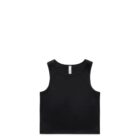 A plain black sleeveless tank top on a white background. The shirt has a round neckline and a simple design, suitable for casual wear.