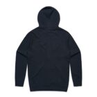 A plain black hoodie shown from the back on a white background.