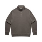 Gray quarter-zip pullover sweatshirt with long sleeves and a standing collar.