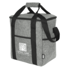 A gray insulated cooler bag with black straps and handles. The front pocket features a white tree logo and the text Great Oak Golf & Country Club.