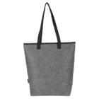 Gray felt tote bag with black handles, shown against a white background.