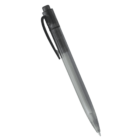 A translucent gray ballpoint pen with a retractable tip and a clip on the side.
