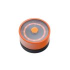 Orange kitchen timer with a black base and a clear top displaying white numbers. The timer is set to 55 minutes. Its compact, round design is simple and modern.