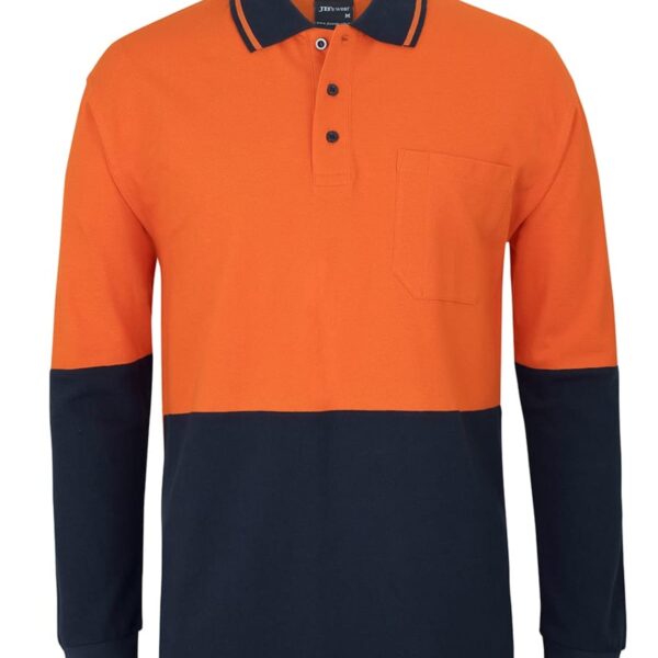 Hi Vis Long Sleeve Cotton PiqueSafe Polo