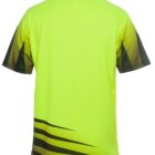 A bright yellow sports jersey with short sleeves and a black gradient design on the sides. The back features black diagonal stripes near the bottom.