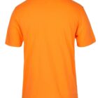 Back view of an orange short-sleeve T-shirt with a plain design.