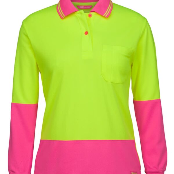 Ladies Hi-Vis Comfort Fit Long Sleeve Polo