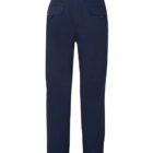 Navy blue pants viewed from the back, featuring two flap pockets at the top. The pants have a straight leg cut and belt loops at the waist.