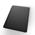 A black rectangular wireless charging pad with a subtle concentric circle design in the center, indicating the charging area, set against a white background.