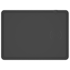 A sleek, dark gray rectangular wireless charging pad with rounded corners. The surface is smooth, featuring a subtle wireless charging symbol in one corner.