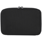 A black laptop sleeve with a soft-textured finish. It features dual zippers at the top for secure closure. The design is simple and functional, providing basic protection for a laptop or tablet.