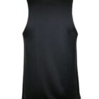 Black sleeveless sports jersey with a textured fabric, shown from the back against a white background.
