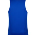Blue sleeveless athletic jersey with a plain design, shown from the back. The fabric appears lightweight and suitable for sports or casual wear.