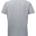 Light gray short-sleeved polo shirt viewed from the back, featuring a collar and subtle seam detailing. The fabric appears smooth, and the shirt has a relaxed fit, suitable for casual or semi-casual wear.