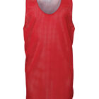 Red sleeveless athletic mesh vest displayed against a white background. The fabric is lightweight and breathable, featuring a small, even pattern of holes. Suitable for sports activities and casual wear.