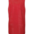 A sleeveless red mesh jersey shown from the back, featuring a grid-like pattern of small holes for breathability. The fabric is lightweight, creating a sporty appearance.