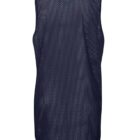Navy blue sports mesh tank top shown from the back, featuring a breathable, perforated design.