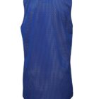 A blue mesh sleeveless jersey with a textured surface, shown from the back.