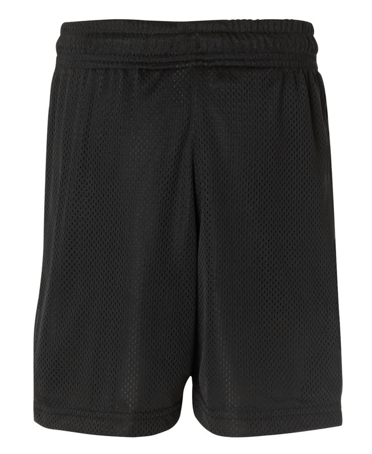 Black athletic mesh shorts with an elastic waistband. The fabric is breathable and lightweight, suitable for physical activities. The shorts are displayed against a plain white background.