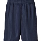 Black mesh sports shorts with an elastic waistband, displayed on a plain white background.