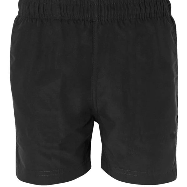 Black shorts with an elastic waistband, shown against a white background.