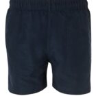 A pair of dark navy blue shorts with an elastic waistband. The material appears smooth and the shorts have a simple, functional design without visible logos or patterns.