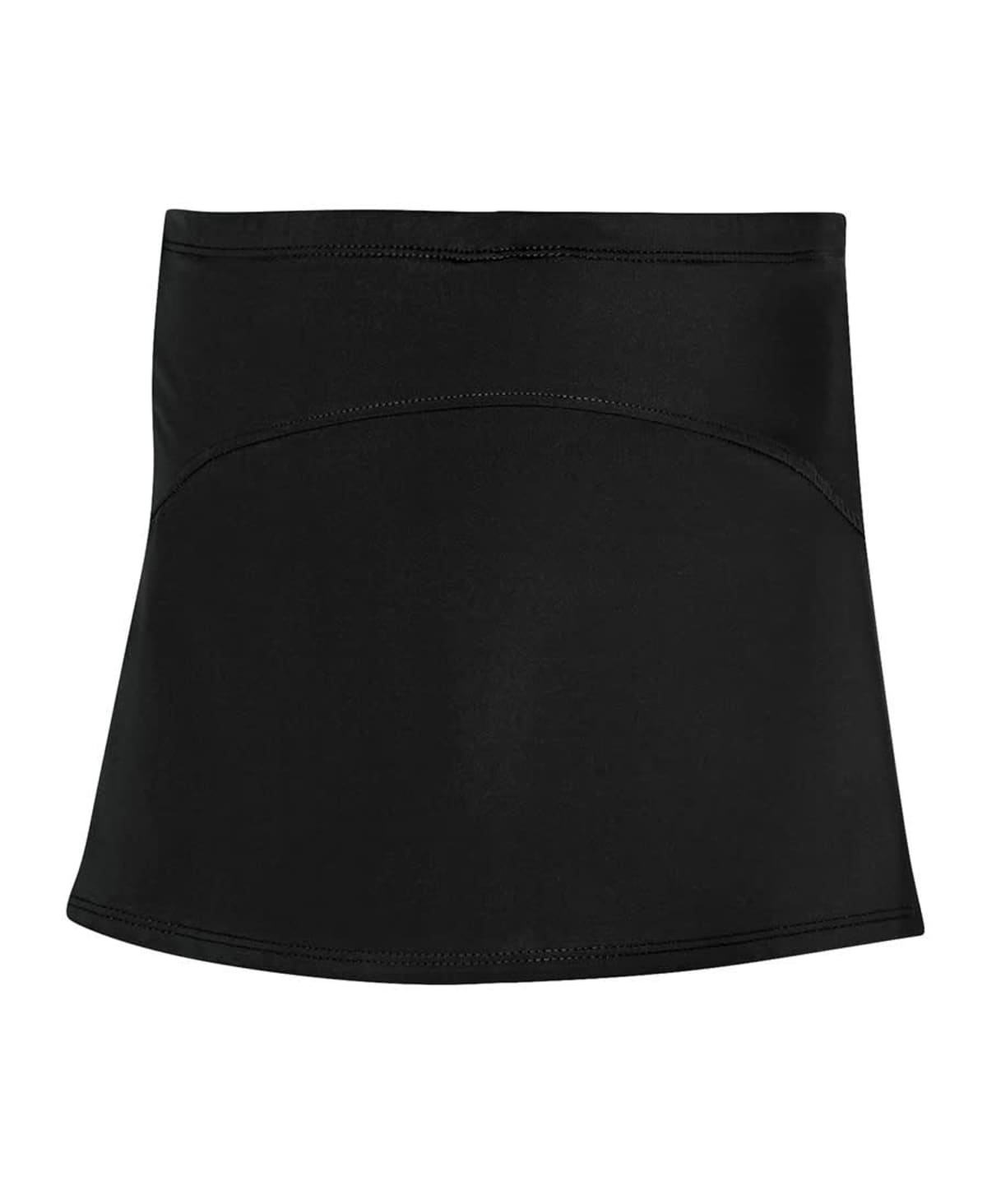 A black swim skirt with a smooth, seamless design. The skirt is shown from the front, with minimal detailing and an even hemline.