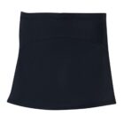 A black fabric waist wrap with a wide band, smooth texture, and subtle seam detailing. It is designed to cover the midsection, resembling a combination of a belt and a skirt.