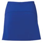 A blue athletic skirt with an elastic waistband, featuring a simple design and smooth fabric.