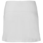 A plain white skirt featuring a slightly flared design with an elastic waistband for a comfortable fit. The material appears smooth and lightweight, suitable for casual or sporty outfits. The background is plain, emphasizing the skirts simplicity.
