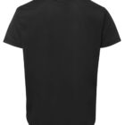 Black t-shirt displayed against a white background, showing the back view with short sleeves and a simple, classic design.