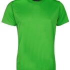 A bright green short-sleeved t-shirt displayed against a plain white background.