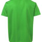 A plain green T-shirt shown from the back, featuring short sleeves and a simple crew neckline. The fabric appears smooth and lightweight.
