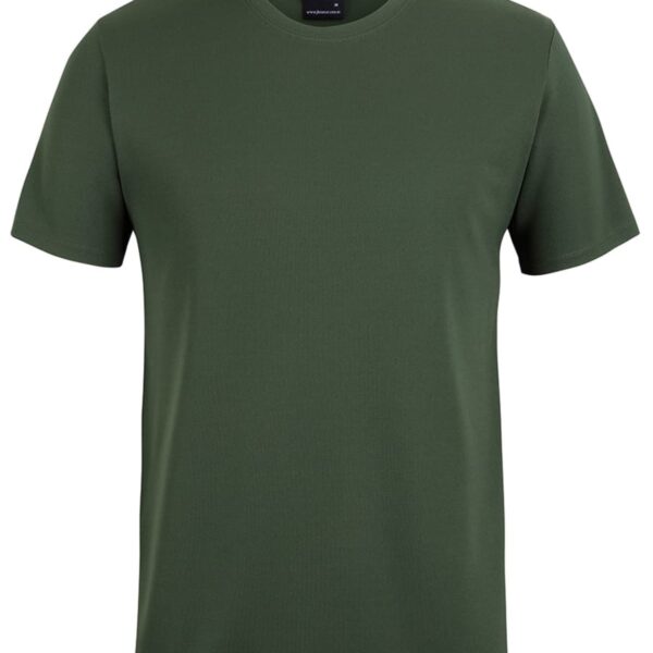 A plain, short-sleeved, dark green unisex T-shirt against a white background.
