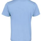 Back view of a plain light blue T-shirt on a white background. The shirt has short sleeves and no visible designs or logos.