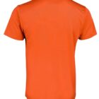 Back view of a plain orange short-sleeve T-shirt against a white background. The T-shirt has a simple design with no visible logos or patterns.