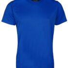 A plain royal blue T-shirt displayed on a white background. The shirt is short-sleeved with a round neckline, showcasing a simple and casual design.