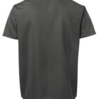 A plain dark gray short-sleeve t-shirt displayed against a white background, shown from the back. The fabric appears smooth, and the shirt has a classic round neckline.