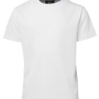 A plain white short-sleeve t-shirt on a white background. The shirt is displayed facing forward, showcasing its simple and classic round-neck design.