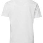 A plain white t-shirt displayed on a mannequin, shown from the back. The shirt has short sleeves and a simple round neckline. The fabric appears smooth and soft.
