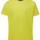 A plain yellow short-sleeve T-shirt with a round neckline.