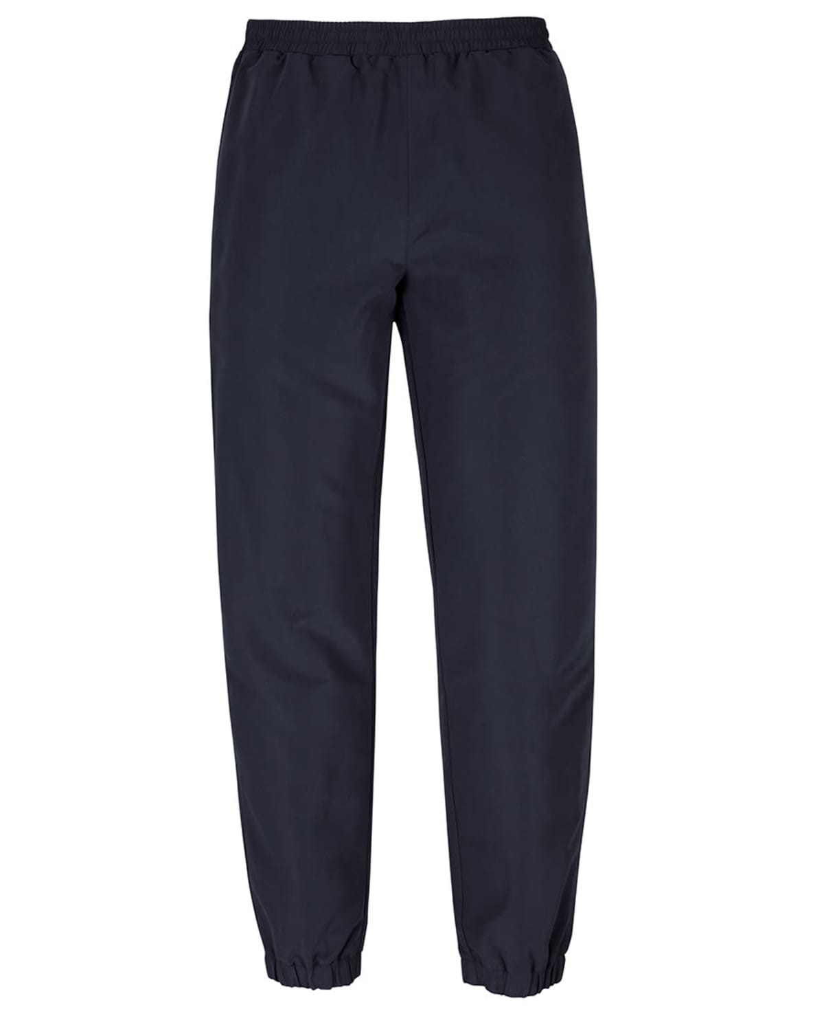Black jogger pants with an elastic waistband and ankle cuffs. They appear simple and casual, suitable for sports or leisure activities.