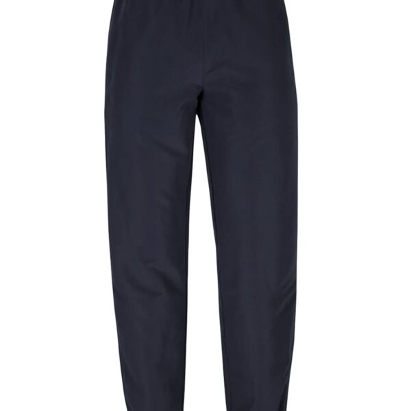 A pair of plain, black jogger pants with an elastic waistband and cuffed ankles. The fabric appears smooth and comfortable, suitable for casual wear or exercise.