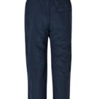 Navy blue cropped pants with an elastic waistband and a back pocket. The pants have a straight fit and end just below the knee.