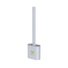A white toilet brush with a long handle sits upright in a matching holder. The holder features a green logo with two hearts and the words Love House.