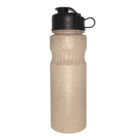 The EcoRice 750ML Drink Bottle features a textured beige surface and a black screw-on lid with a convenient carrying loop.
