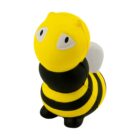 A small, cartoonish bee figurine with yellow and black stripes, large white and black eyes, and white wings. The bee stands upright with a whimsical expression.